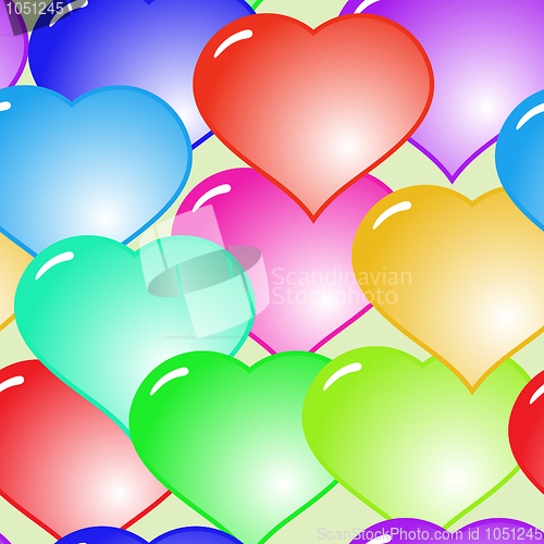 Image of Background with glass multicolor hearts