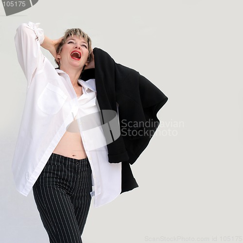 Image of Happy screaming businesswoman