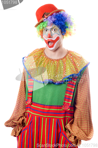 Image of Portrait of a surprised clown