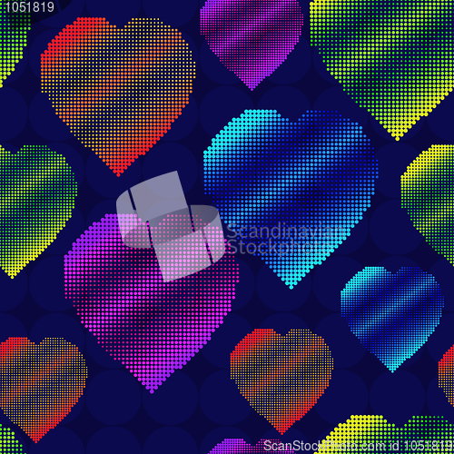Image of Background with halftone multicolor hearts