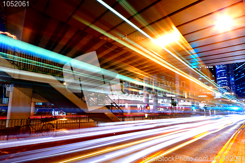 Image of light trails in mega city