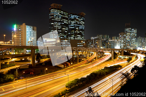 Image of traffic in city at night