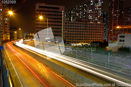 Image of traffic in city at night
