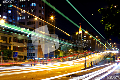 Image of night traffic in city