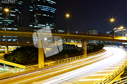 Image of traffic in city at night