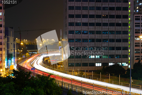 Image of traffic in city at night