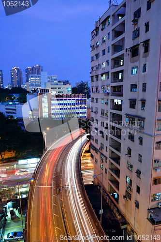 Image of traffic in city at night view from high