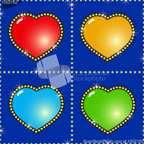 Image of Abstract background with glass multicolor hearts