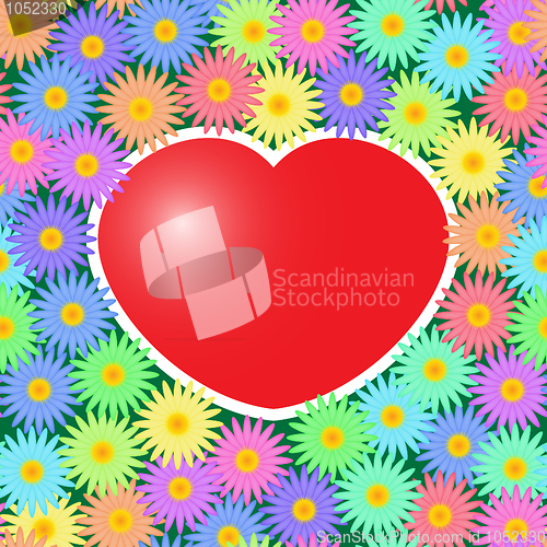 Image of Background with red hearts and flowers