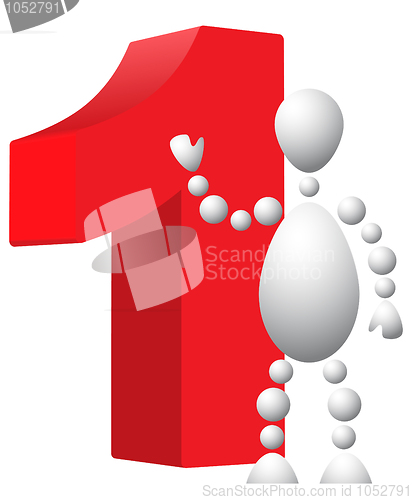 Image of Man with red symbol of 1