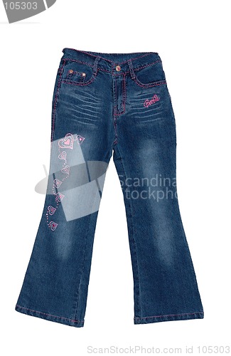 Image of Blue children girl jeans isolated