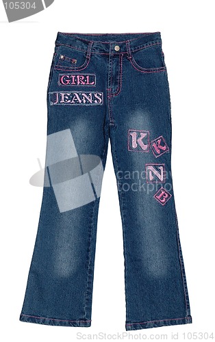 Image of Blue children girl jeans isolated