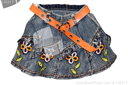 Image of Blue gray children girl jeans mini skirt isolated