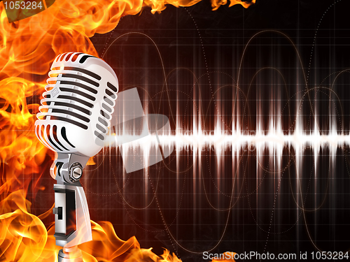 Image of Microphone on Fire Background