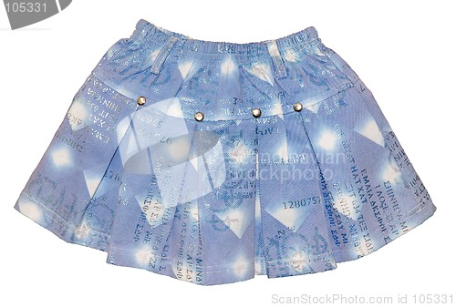 Image of Light blue children girl jeans mini skirt isolated