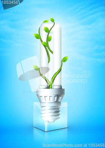 Image of Luminous Bulb With Plant