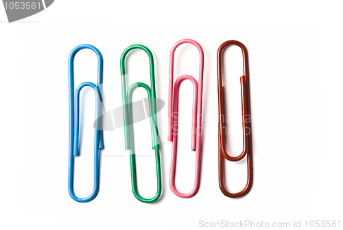 Image of Four multicolored paperclips