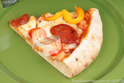 Image of Slice of hot spicy pizza
