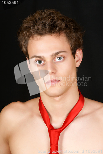 Image of Sexy young man with red tie