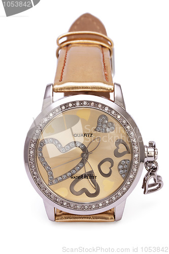 Image of Golden Wristwatches with Hearts isolated