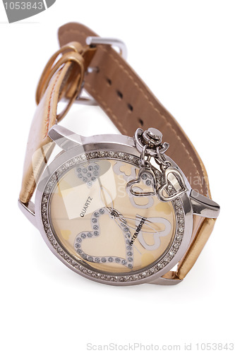Image of Golden Wristwatches with Hearts isolated