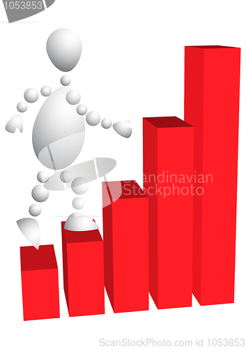 Image of Man climbs the stairs as red diagram