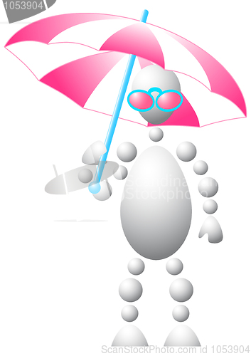 Image of Man in pink sun-glasses with umbrella