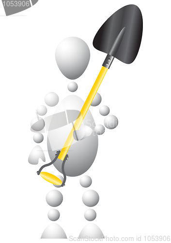 Image of Man as worker with a big spade