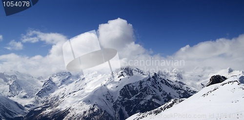Image of Panorama Caucasus Mountains in clouds