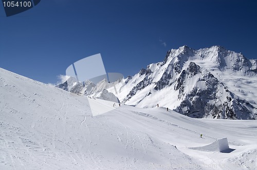 Image of Snowboard park. Ski resort.