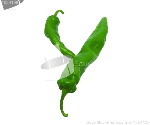 Image of Letter Y composed of green peppers