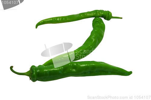 Image of Letter Z composed of green peppers