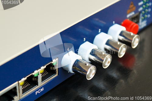 Image of fiber optic video converter with optical FC connectors and video