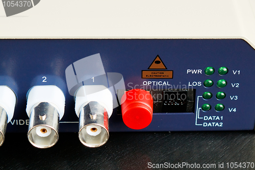 Image of fiber optic video converter with optical FC connectors and video