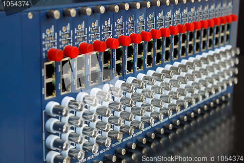 Image of fiber optic video converter with optical FC connectors and video