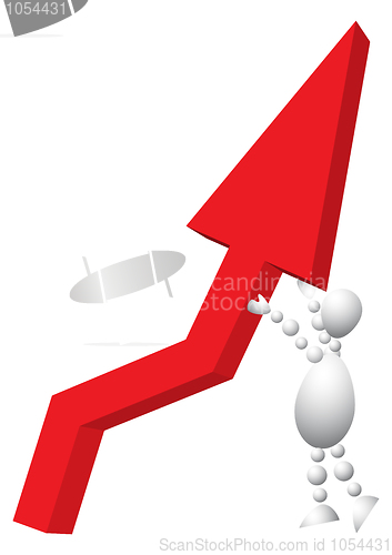 Image of Man raises a red arrow-diagram
