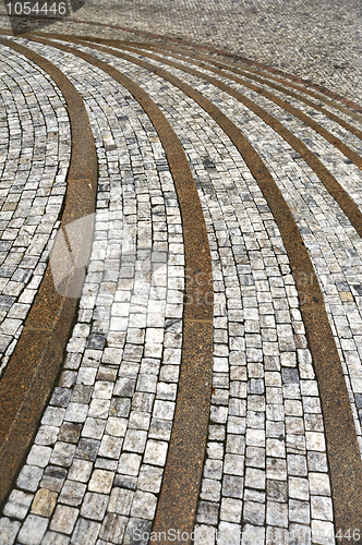 Image of Old curved stone steps – cobblestones – granit – outdoor