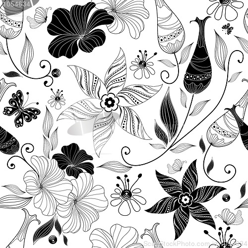 Image of Seamless white floral pattern