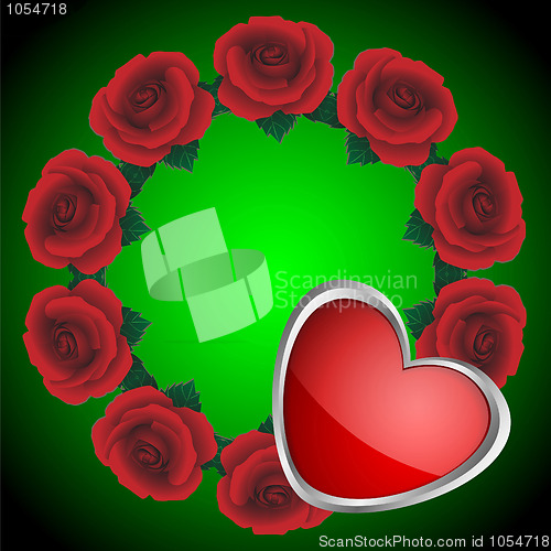 Image of Green background and roses