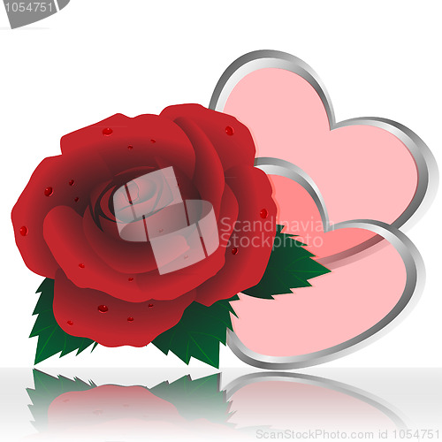 Image of Two hearts and rose