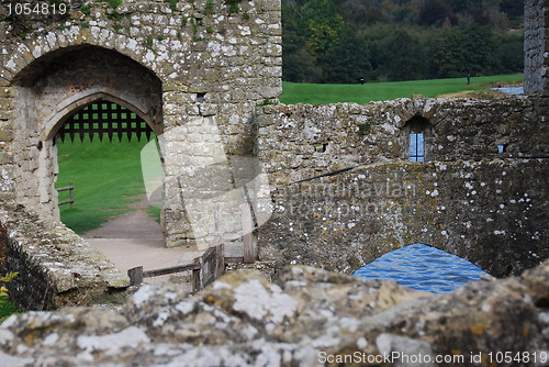 Image of Castle walls and gate above water