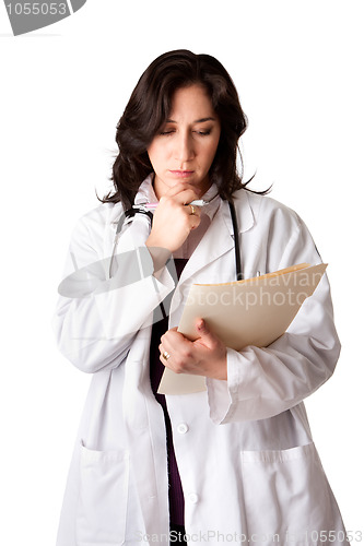 Image of Doctor looking at patient record chart