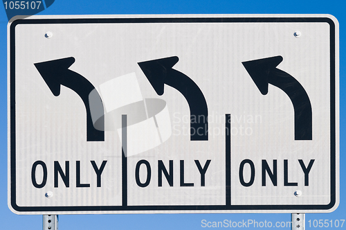 Image of Three Left Turn Lanes road sign