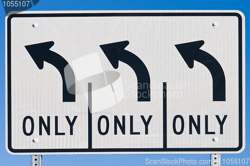 Image of Three Left Turn Lanes road sign
