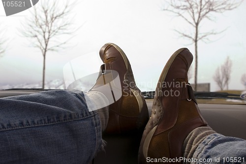 Image of Feet on the Dashboard Relaxing