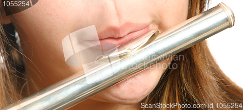 Image of Closeup Flute Blowing