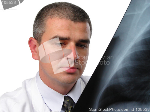 Image of Doctor analyzing a chest radiography