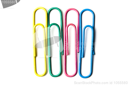 Image of Multicolored paper clips isolated on white 