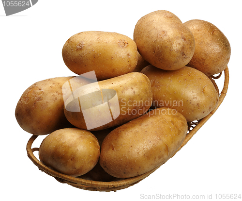 Image of Potatoes in a basket, isolated