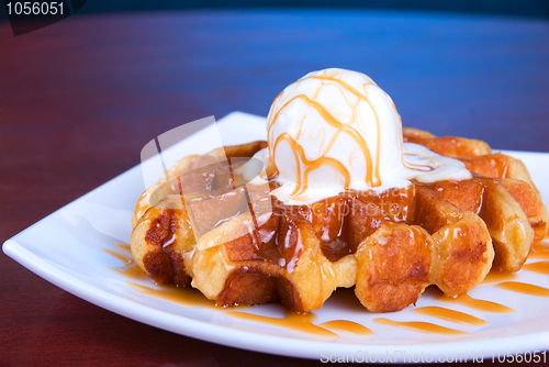 Image of Waffle and ice cream